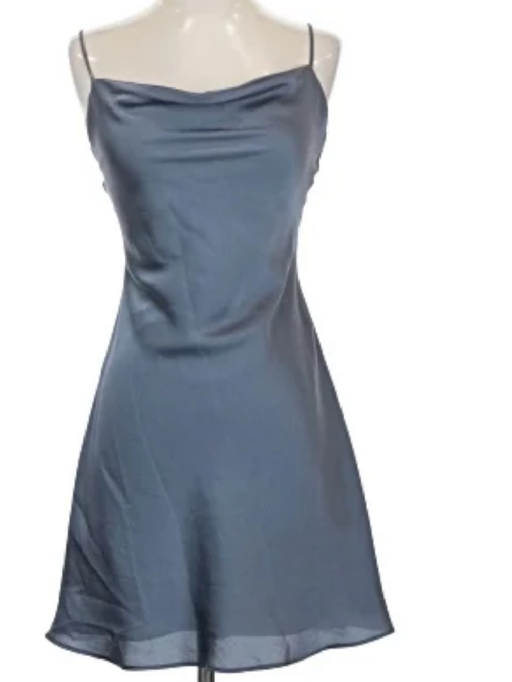 Abercrombie & Fitch Sleek Satin Slip Dress in Blue Gray